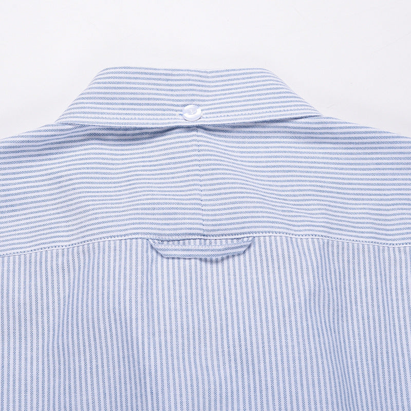 Men's Short Sleeve Oxford Shirt - 100% Cotton Striped Grosgrain Detail