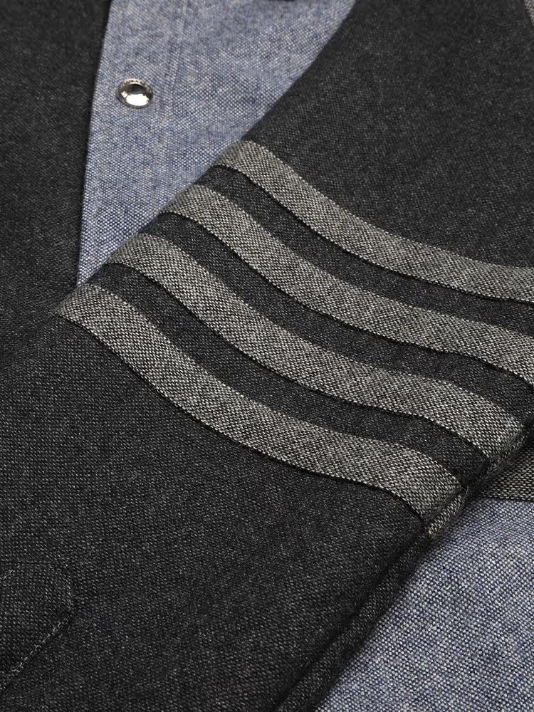 Color-block Jacket | Wool-Cotton Blend | Button Closure