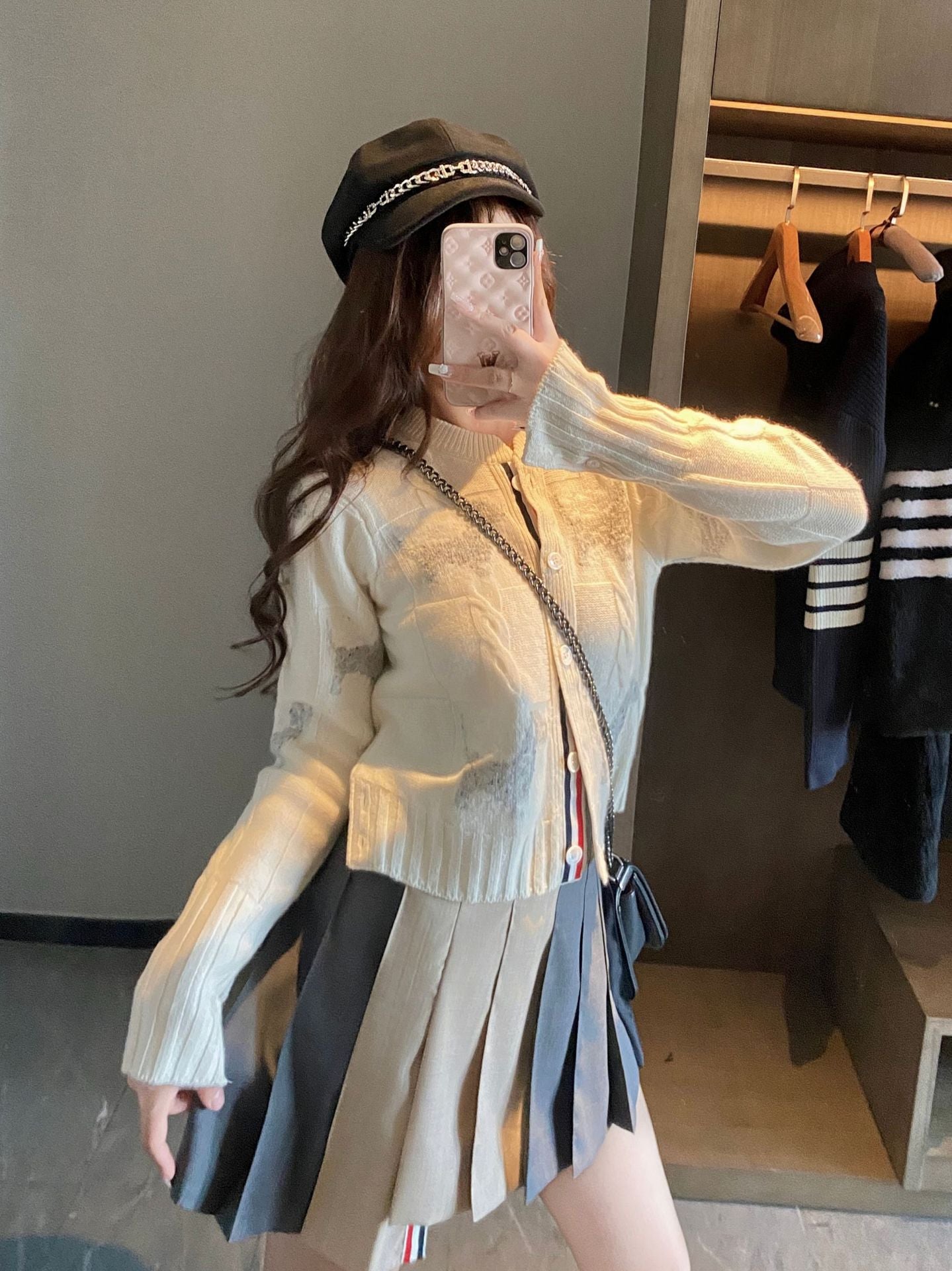 2025ss Colorblock pleated skirt