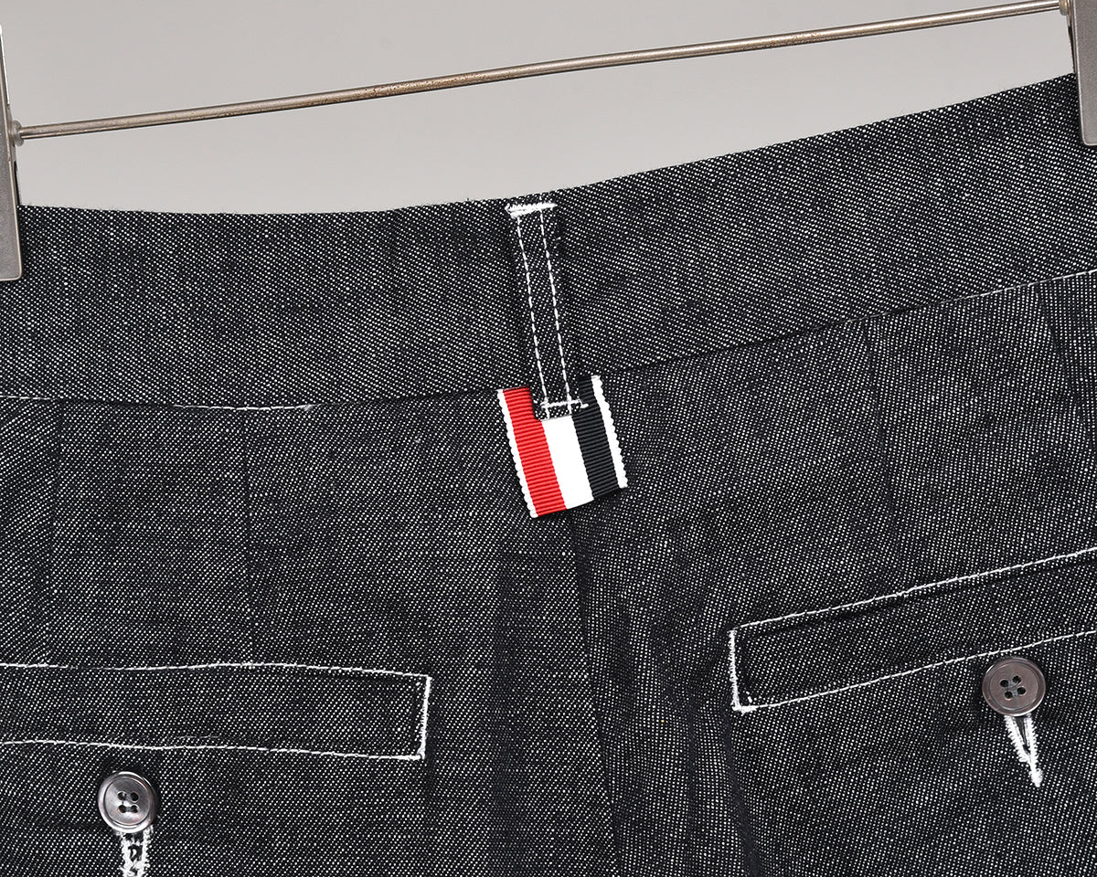 Thom BrowneMen's Straight Jeans - 100% Cotton with Adjustable Backstrap