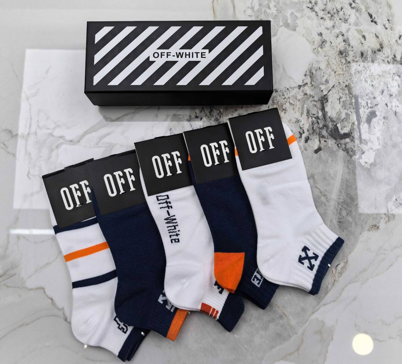 OFF-WHITE Pure cotton low-cut socks
