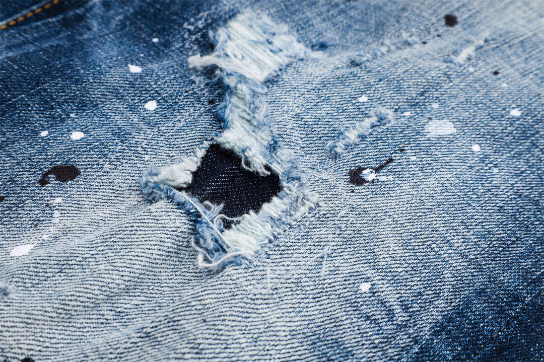 DSQ2 Men's Slim Fit Ripped Jeans – Dark Wash Stretch Denim