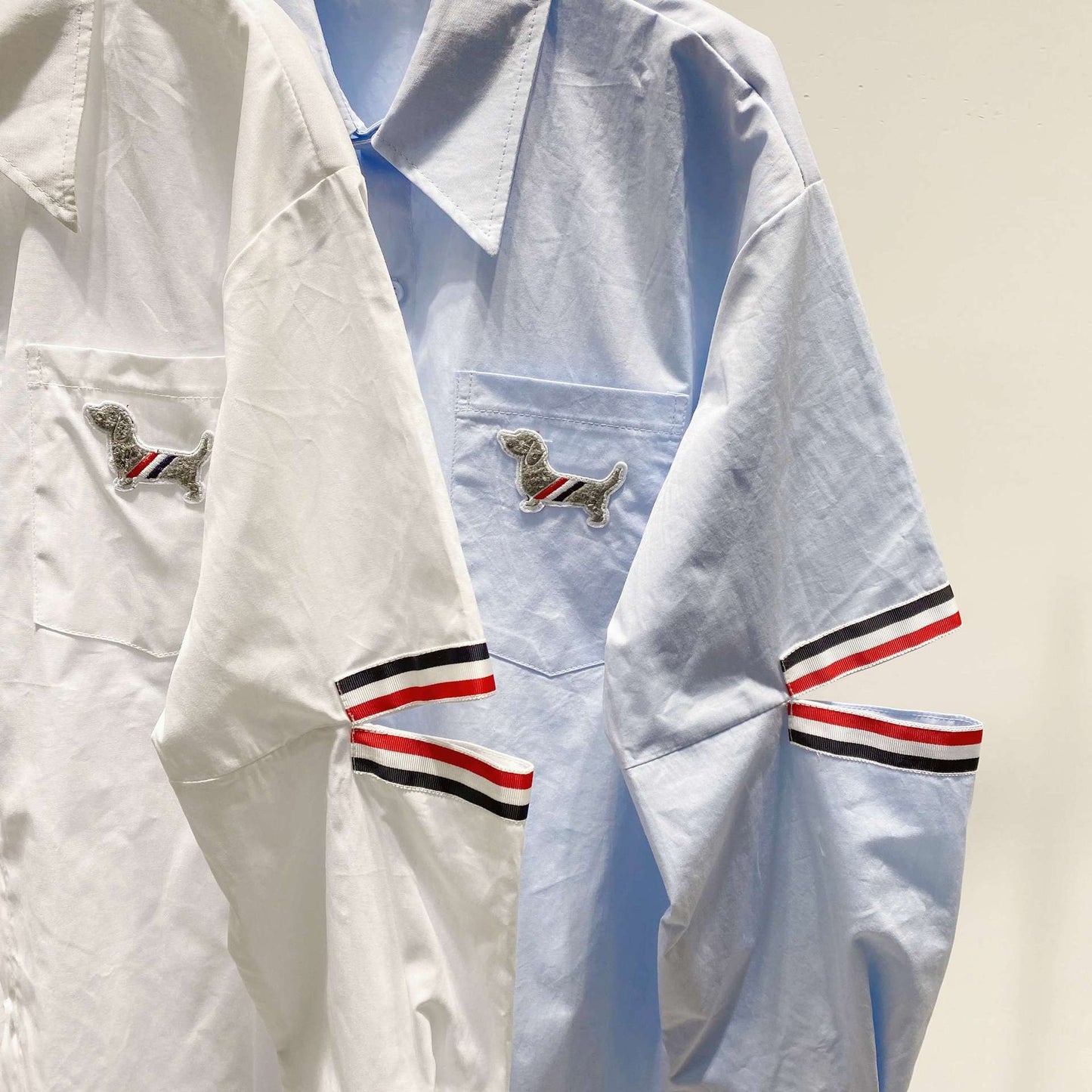Women's Cotton Polo Shirt - Classic V-Neck with Striped Grosgrain Detail