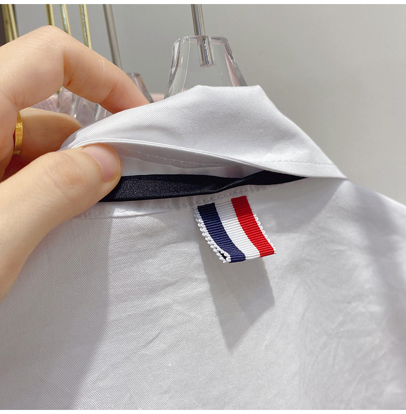 Thom BrowneWomen's Cotton Tie-Front Short Sleeve Shirt - Made in Japan