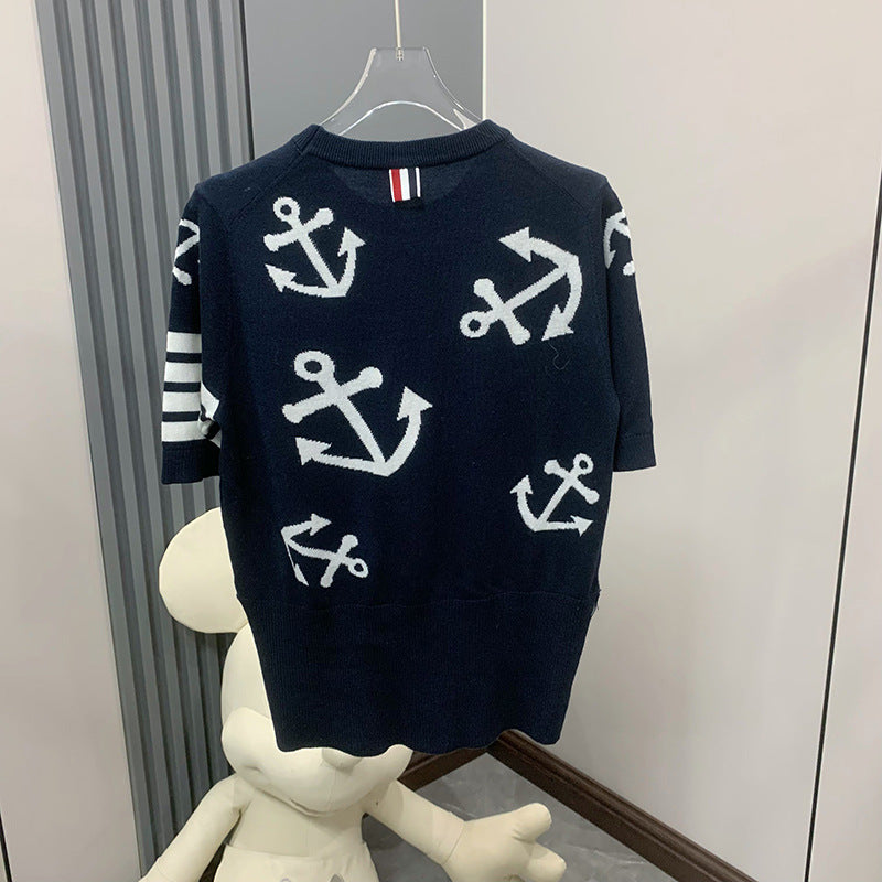Thom BrowneWomen's Anchor Motif Cotton Sweater - Japanese Craftsmanship