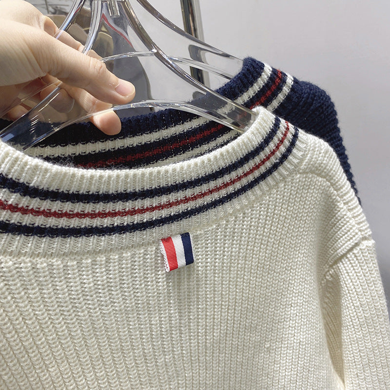Thom BrowneWomen's Wool Cotton Knit Sweater - Button Front