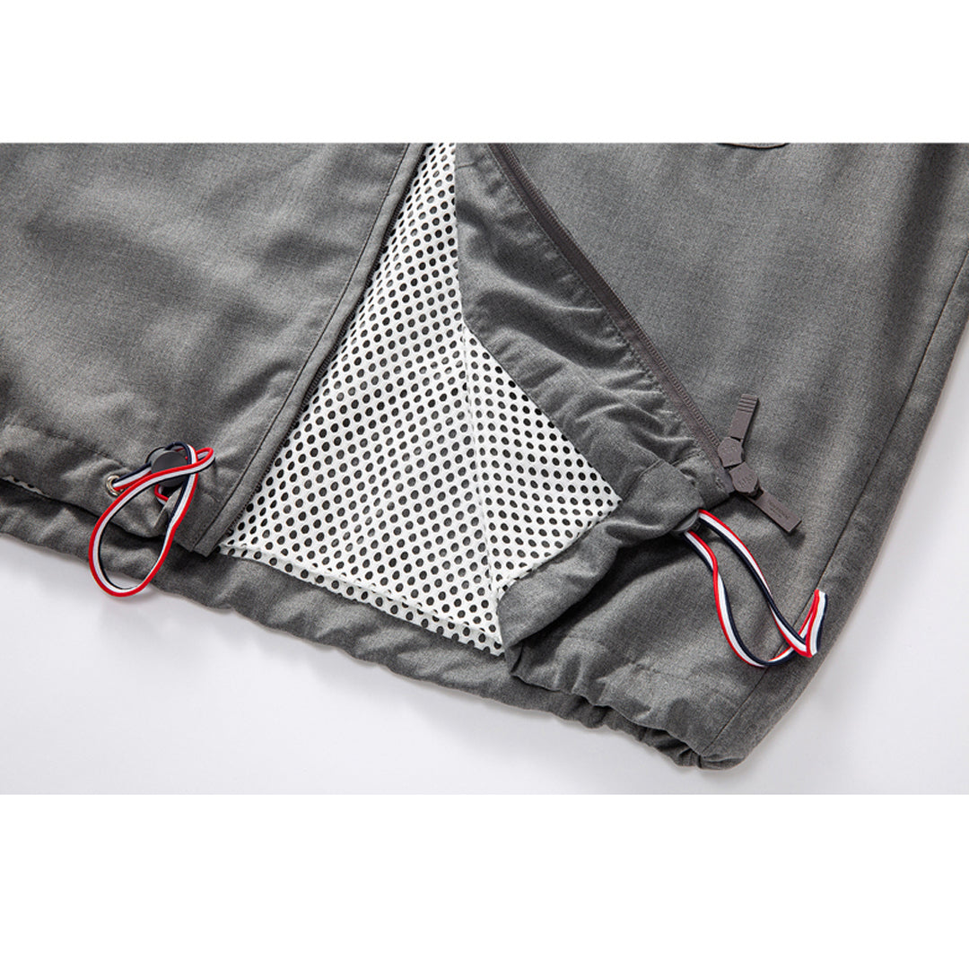 Thom Browne4-Bar Double Armband Jacket with Signature Grosgrain Detail