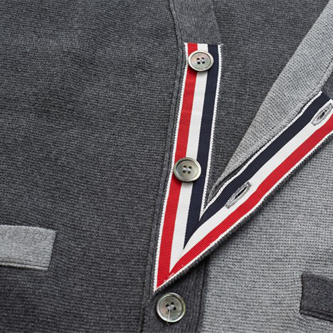 Thom BrowneMen's Classic V-Neck Knitted Cardigan with 4-Bar Sleeve Detail