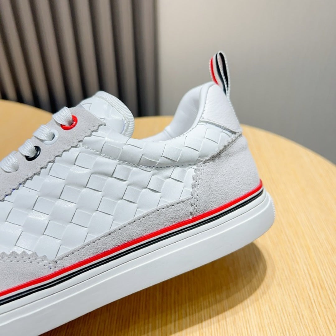 Thom BrowneClassic Leather Sneakers with Signature Grosgrain Buckle - Premium Craftsmanship