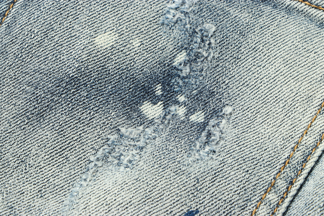 DSQ2 Men's Paint Splatter Slim Fit Jeans – Dark Wash Stretch Denim