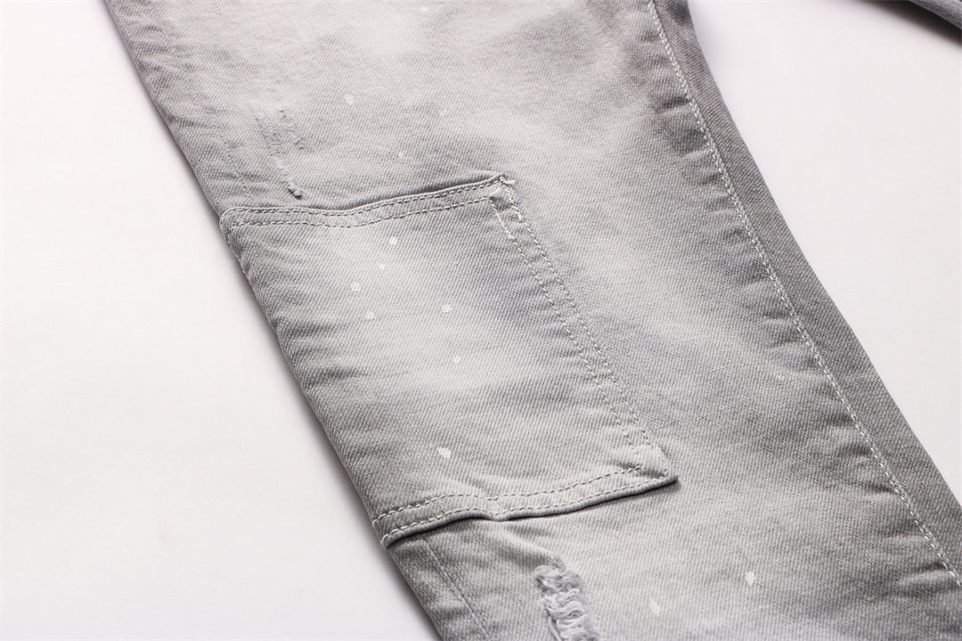 DSQ2 Men's Slim Fit Ripped Jeans – Dark Wash Stretch Denim with Logo Detail