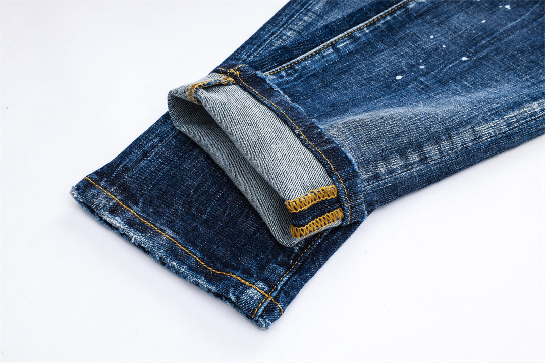 DSQ2 Men's Slim Fit Ripped Jeans – Dark Wash Stretch Denim