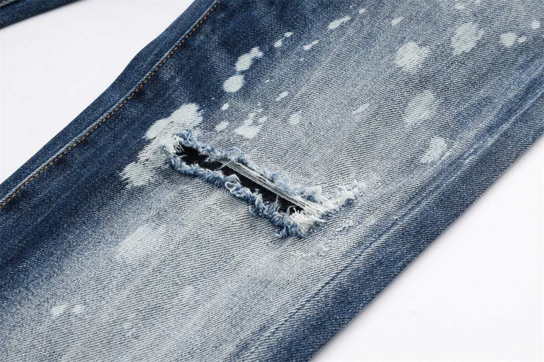 DSQ2 Men's Slim Fit Ripped Jeans – Dark Wash Distressed Denim
