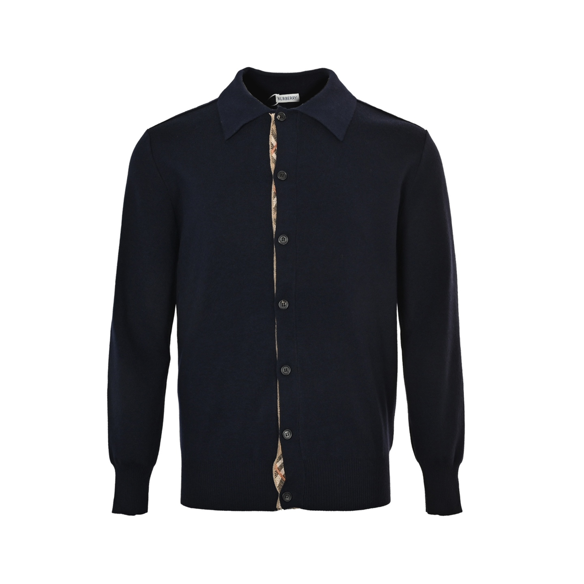 Burberry Classic Check Placket Wool Cardigan