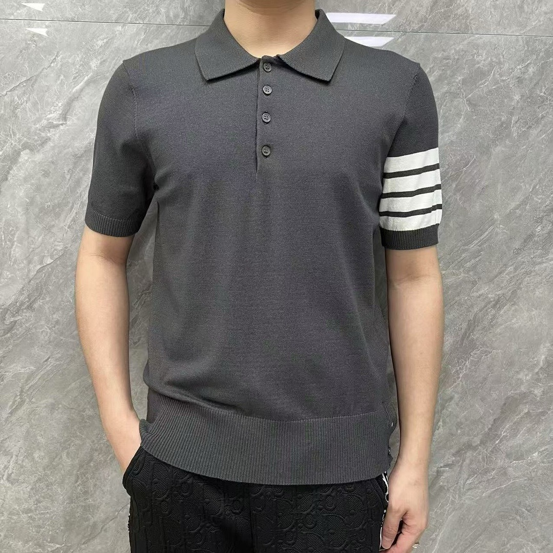 Thom BrowneMen's Nautical Knit Polo Shirt | 4-Bar Detail | Heritage Grosgrain