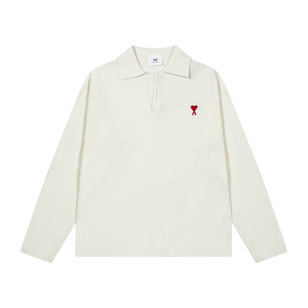 AMIPARIS Cotton and wool blend polo neck sweater