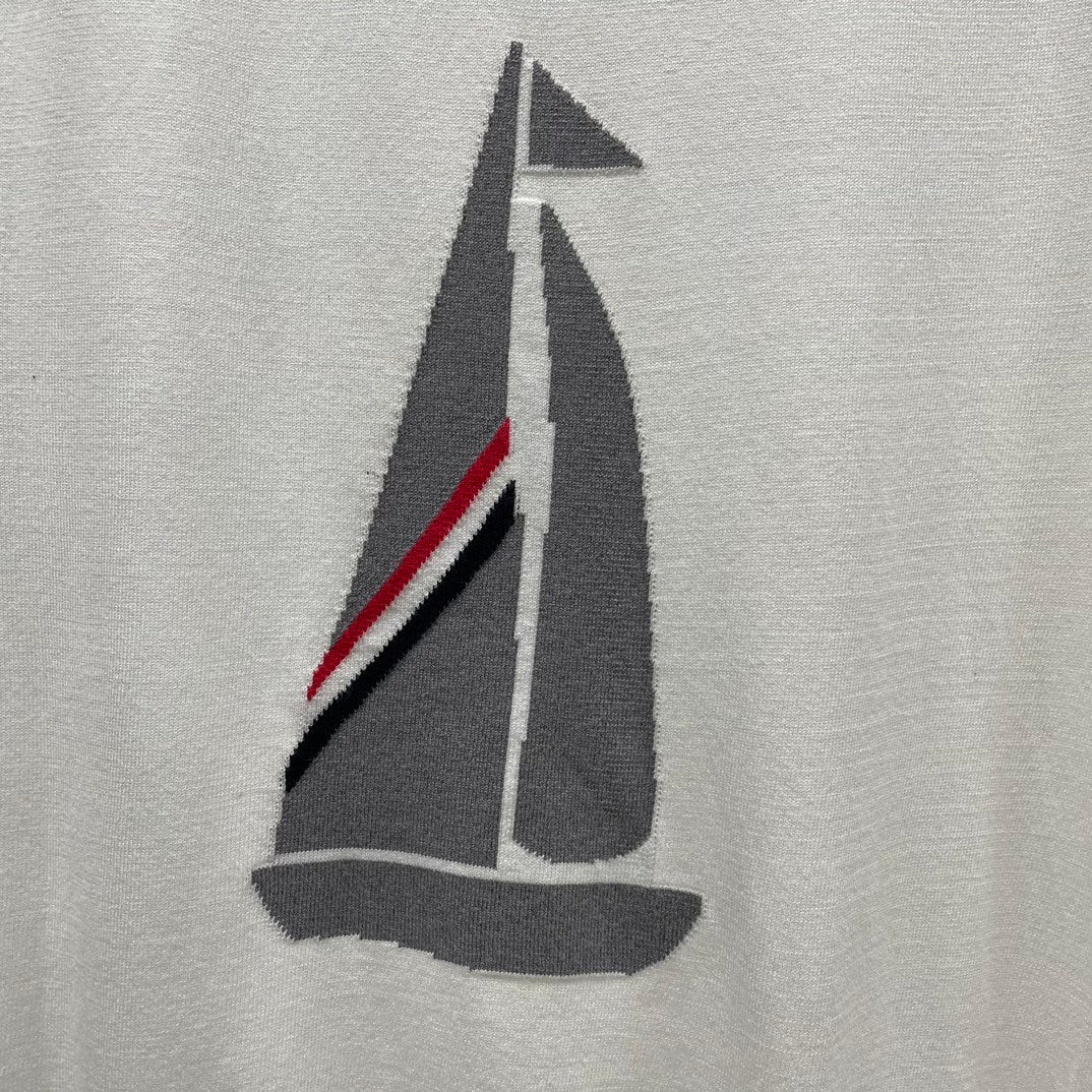 Thom BrowneMen's Nautical Knit Polo Shirt | 4-Bar Detail | Heritage Grosgrain