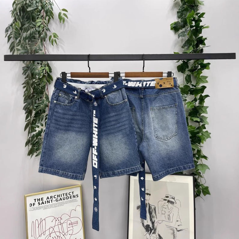 OFF-Whlte Lettering denim shorts#29