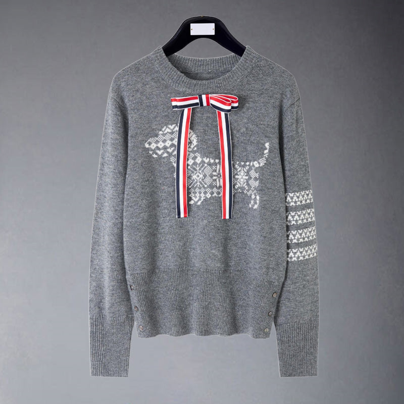 Thom Browne4-Bar Snowflake Dog Knitted Sweater - Premium Cotton Wool Cardigan