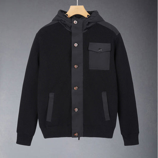 Hooded knitted down jacket