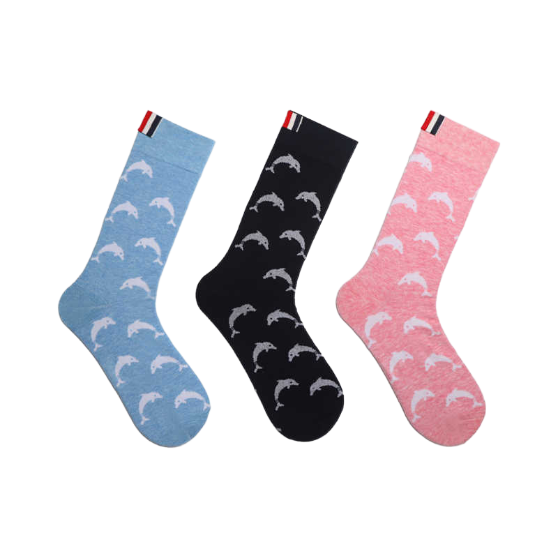 Thom BrowneDolphin Pattern Cotton Socks - Premium 3-Pair Pack