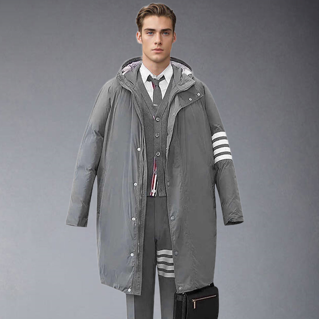 Thom BrownePremium 4-Bar Long Down Jacket - 90% White Duck Down
