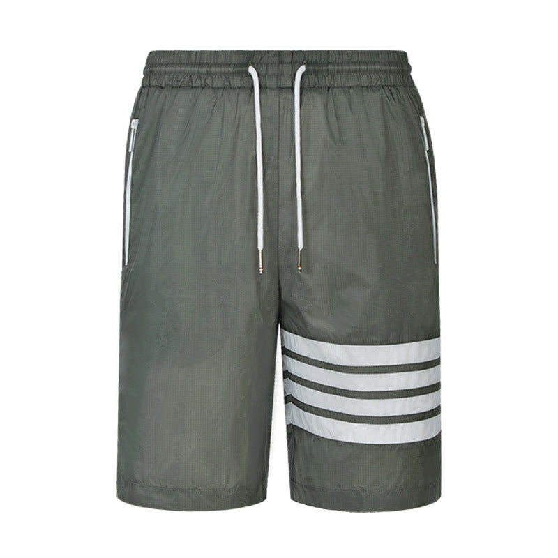 Thom BrowneMen's Sports Shorts - 100% Polyamide with 4-Bar Stripe Detail