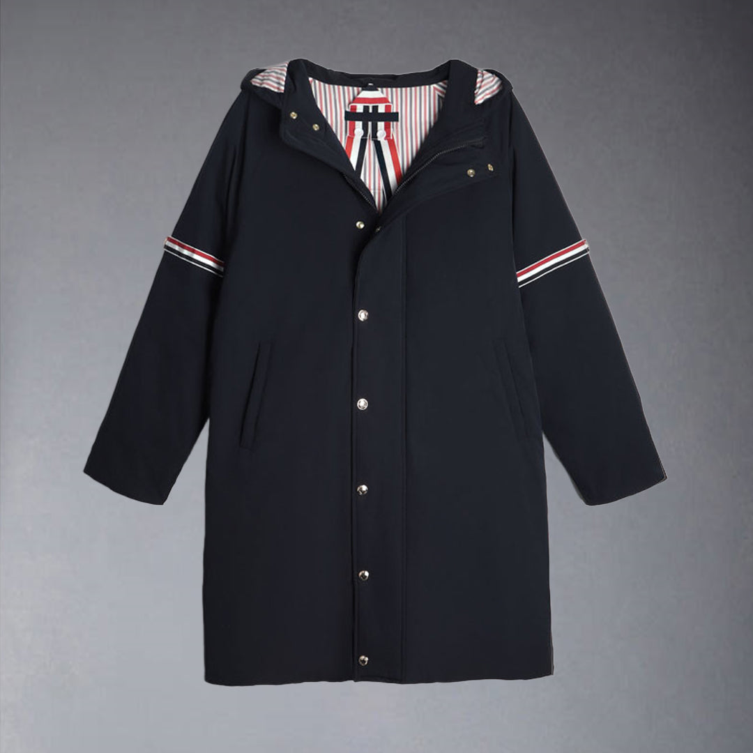 Thom BrownePremium 4-Bar Long Wool Blend Coat - 80% Pure Wool