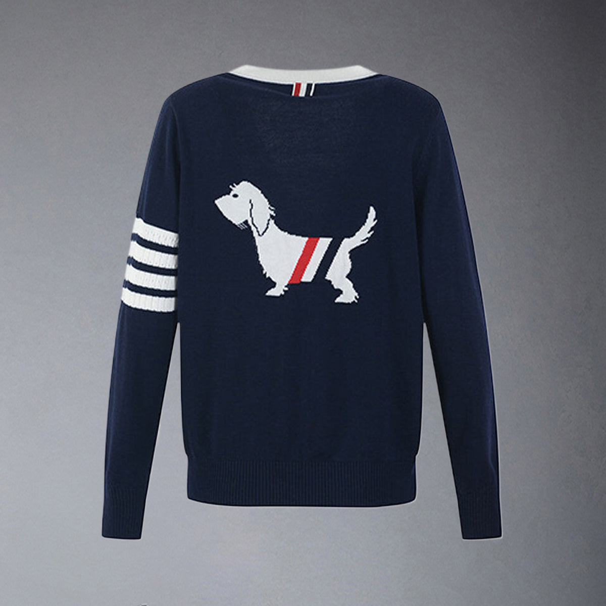 Thom BrowneWomen's Classic Knitted Sweater - Ribbed Hem with Signature Stripe Detail