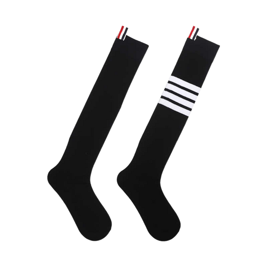 Thom Browne Premium 100% Cotton Unisex High Socks - Japanese Craftsmanship (2 Pairs)