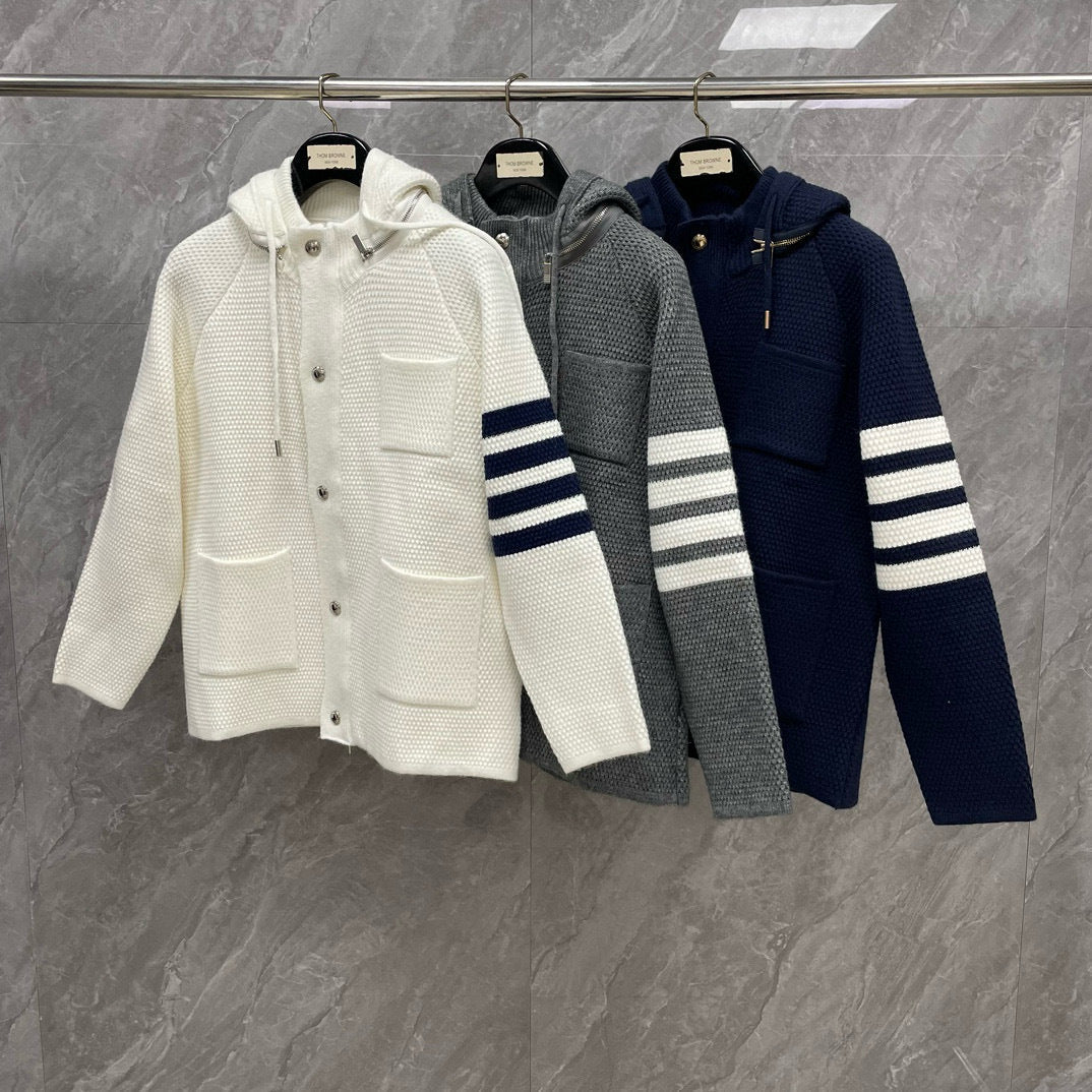 Thom BrowneClassic V-Neck Knitted Cardigan Sweater
