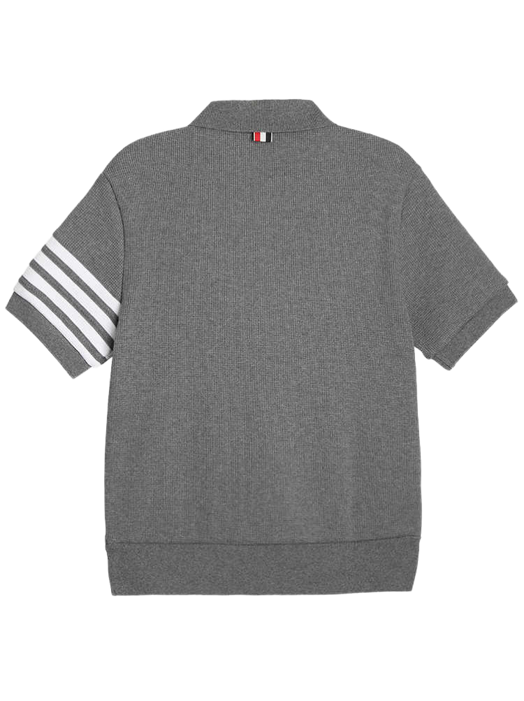 Thom BrowneMen's Waffle Knit Polo Shirt | 4-Bar Detail | Heritage Grosgrain