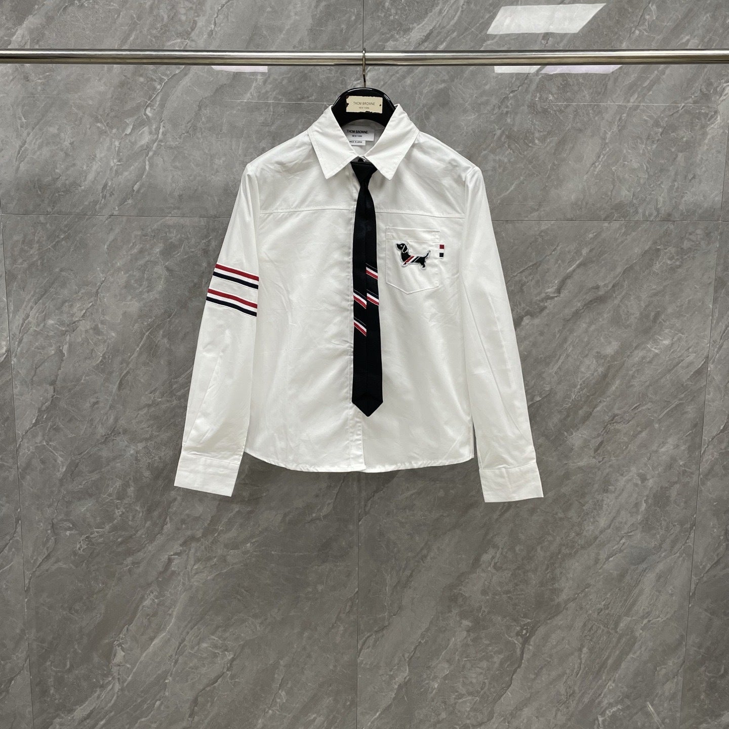 Puppy-Embroidered Tie Shirt