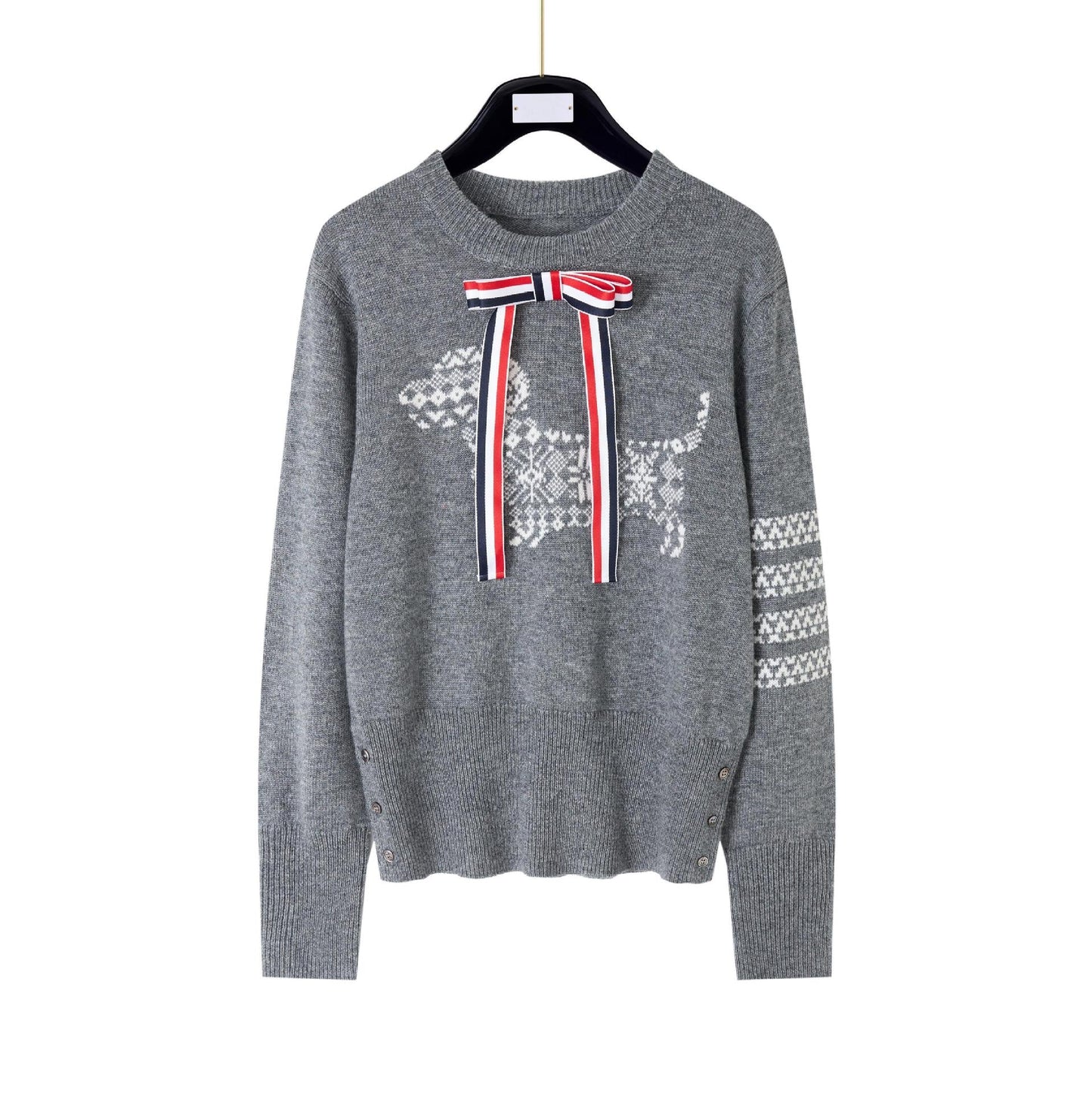 Thom Browne4-Bar Snowflake Dog Knitted Sweater - Premium Cotton Wool Cardigan