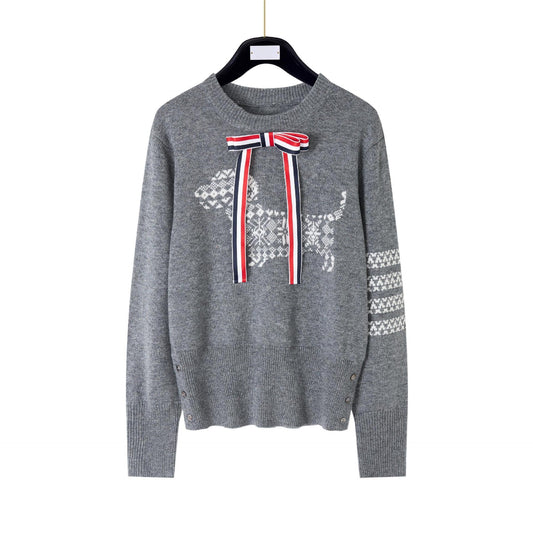 Thom Browne4-Bar Snowflake Dog Knitted Sweater - Premium Cotton Wool Cardigan