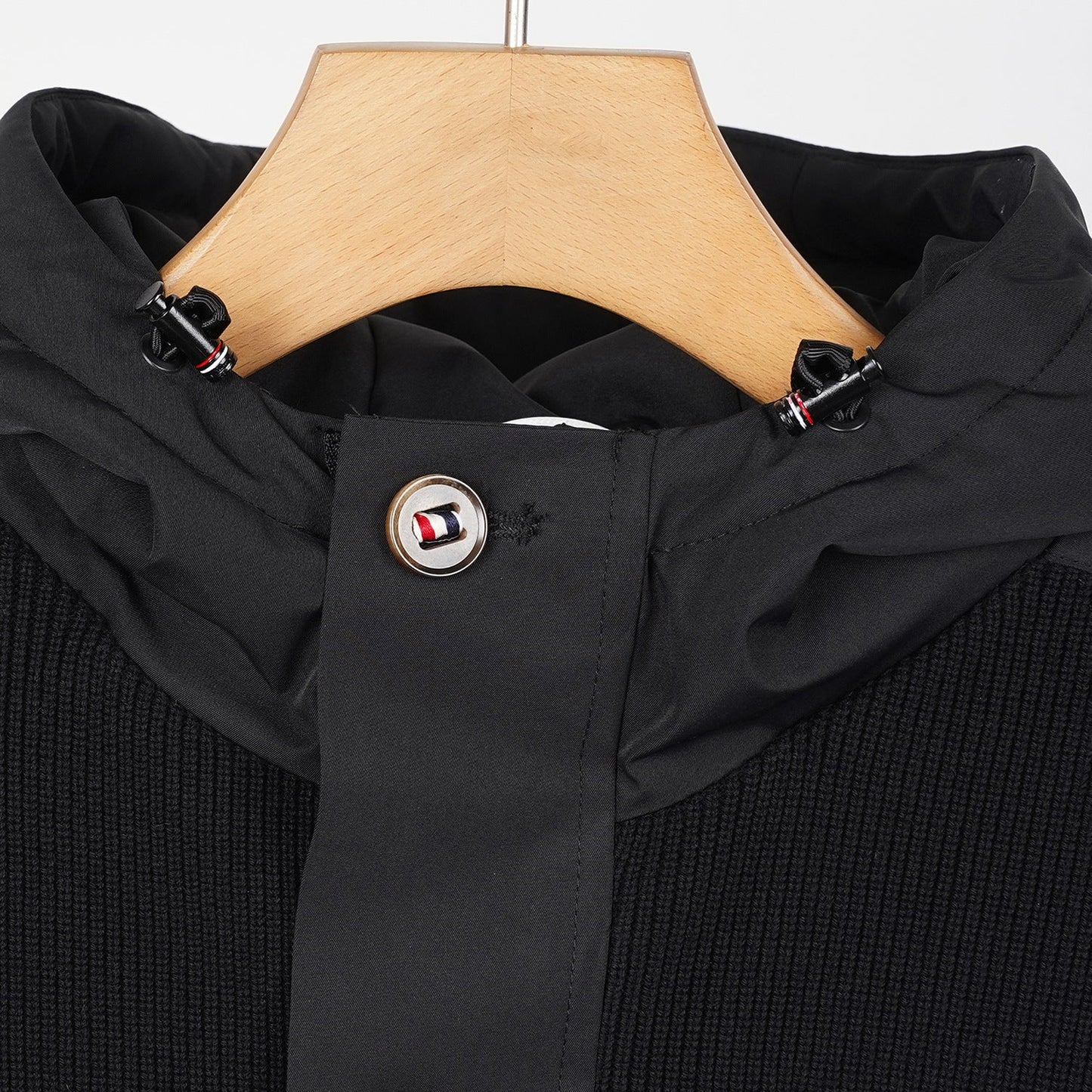 Hooded knitted down jacket