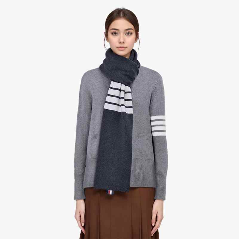 Thom BrownePremium 100% Cotton Four-Bar Scarf - Unisex Japanese Crafted Extra Long Accessory