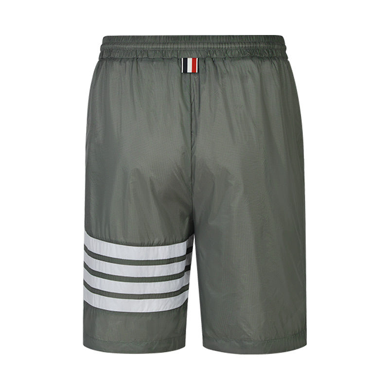 Thom BrowneMen's Sports Shorts - 100% Polyamide with 4-Bar Stripe Detail
