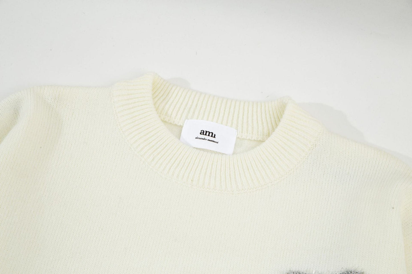 AMIPARIS Festive Heart Premium Alpaca Wool & Cotton Crew Neck Sweater (Gold & Silver)