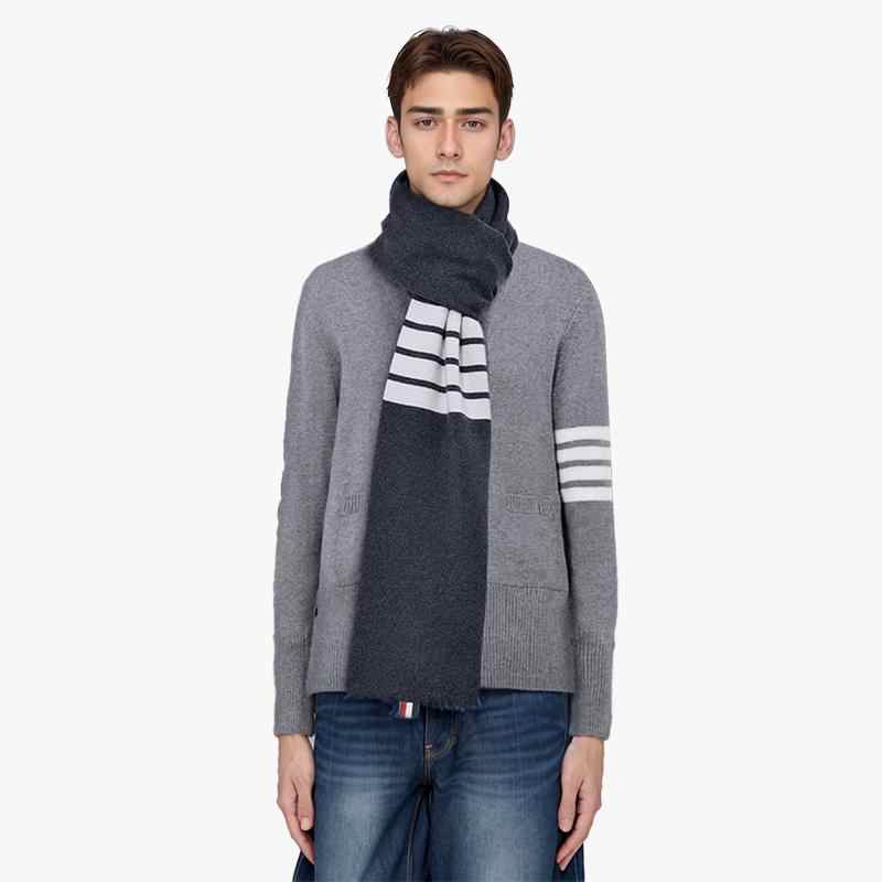Thom BrownePremium 100% Cotton Four-Bar Scarf - Unisex Japanese Crafted Extra Long Accessory