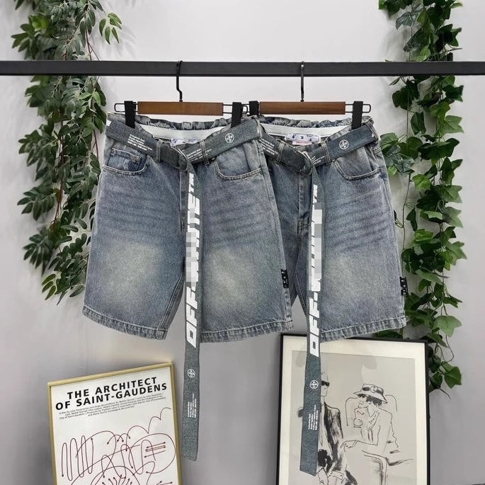 OFF-Whlte Lettering denim shorts#28