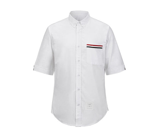 Thom BrowneMen's 100% Cotton White Business Shirt - Classic Professional Dress Shirt Essential