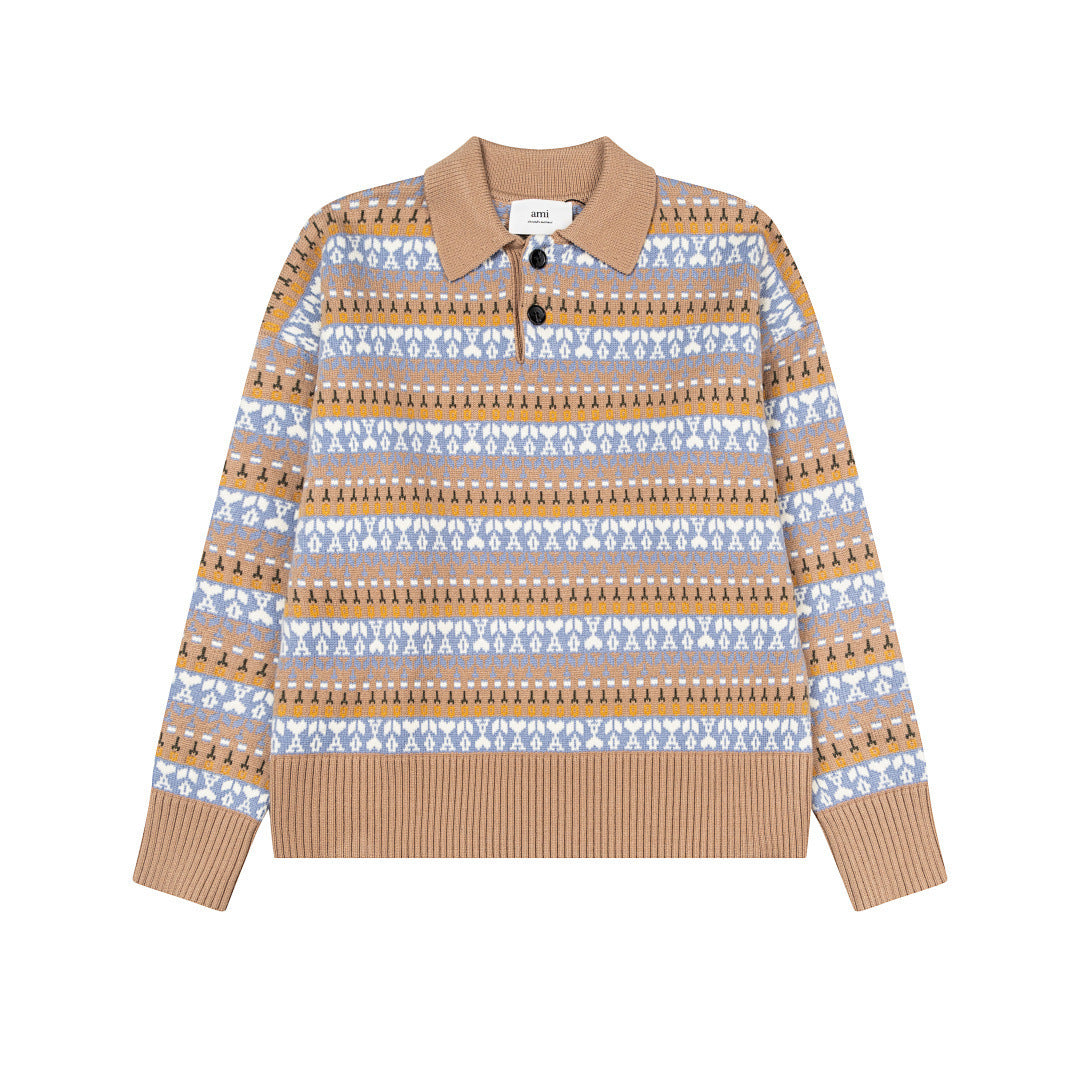 AMIPARIS Premium Pure Cotton Knitted Polo Sweater