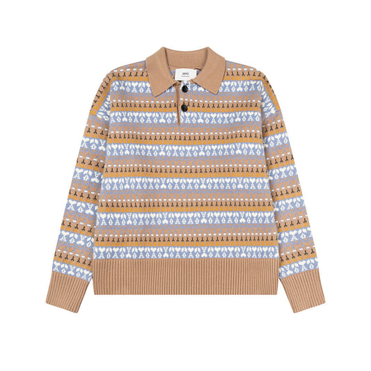 AMIPARIS Premium Pure Cotton Knitted Polo Sweater