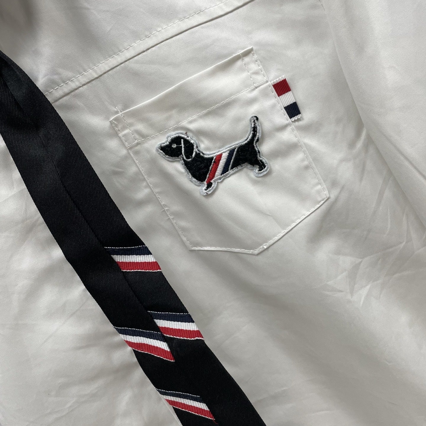 Puppy-Embroidered Tie Shirt