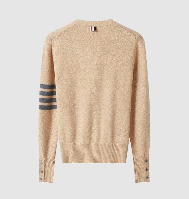 Thom BrowneMen's Classic V-Neck Knitted Cardigan with 4-Bar Sleeve Detail