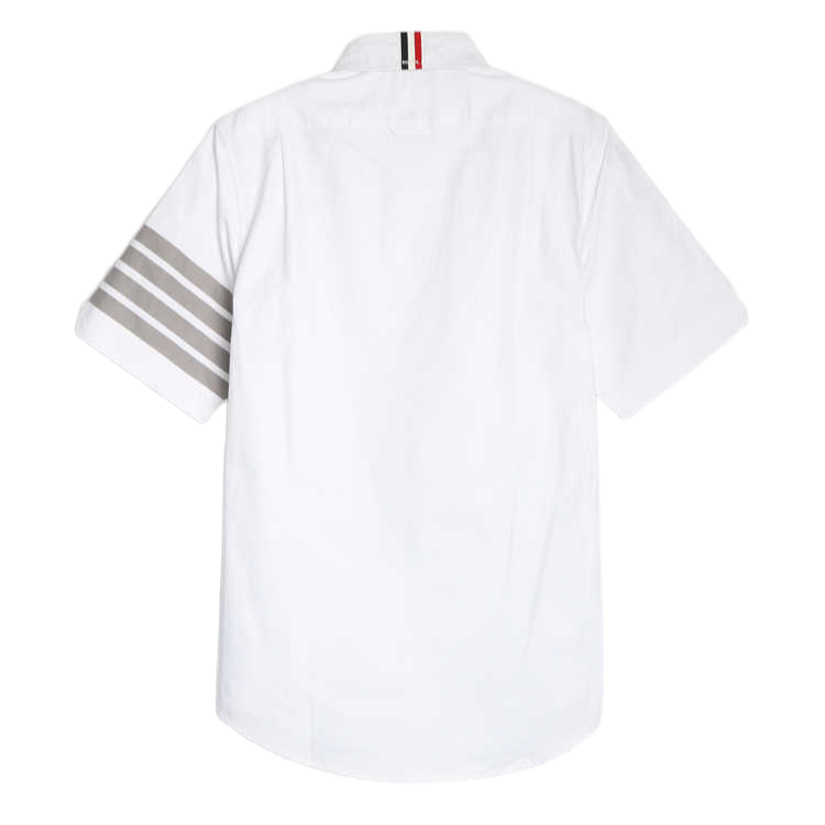 Thom BrowneMen's Short Sleeve Oxford Shirt - Premium Cotton Button Front Dress Shirt