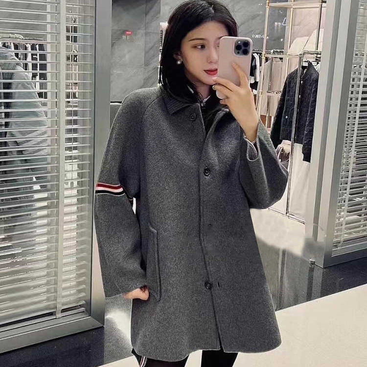 Thom BrowneWomen's Premium Wool Knit Coat - Japanese Crafted Partial Button Front