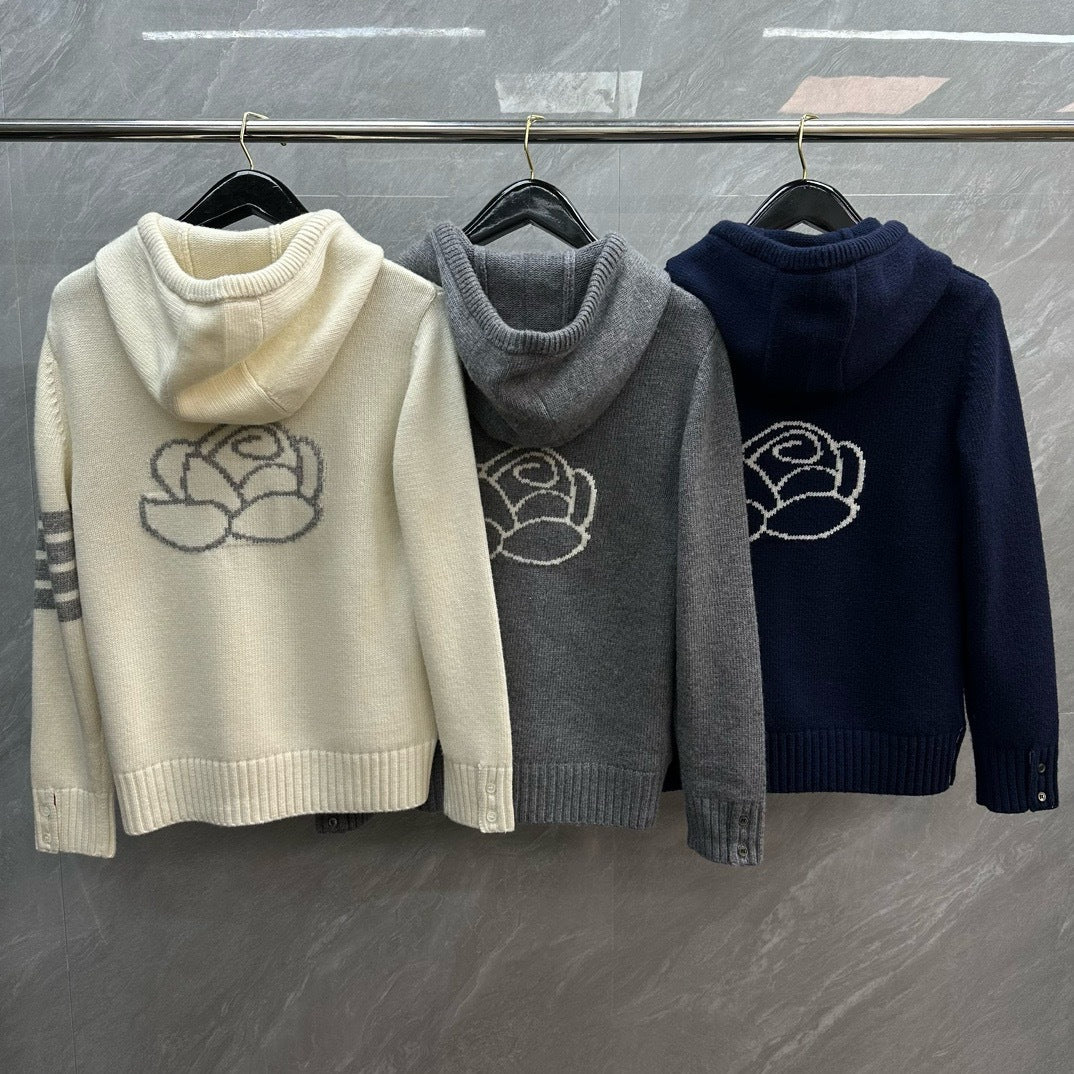 Thom BrownePremium Thick Cotton Wool Hooded Cardigan - Unisex (3 Colors)