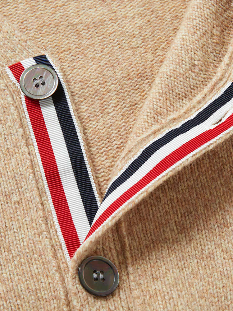 Thom BrowneMen's Classic V-Neck Knitted Cardigan with 4-Bar Sleeve Detail